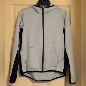 Nike Light Gray and Black Full-Zip Hooded Jacket